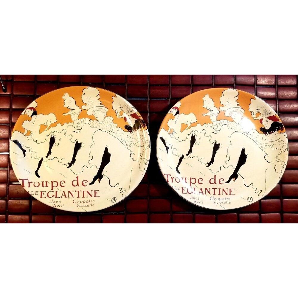 2 Vintage Sango Cabaret Moulin Rouge Troupe De Elephantine Oval Dinner Plates